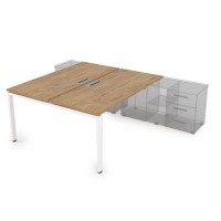 Gloss СПБ-П.974 (Teakwood/белый) Стол системы БЕНЧ, на 2 рабочих места, для крепления на тумбу