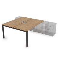 Gloss СПБ-П.974 (Teakwood/черный) Стол системы БЕНЧ, на 2 рабочих места, для крепления на тумбу