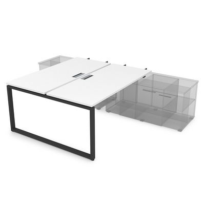Gloss СПБН-О.975 (Белый премиум/черный) Стол системы БЕНЧ, на 2 рабочих места, для крепления на тумбу, начальный