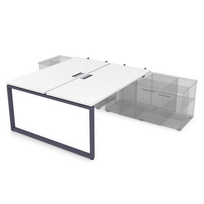 Gloss СПБН-О.979 (Белый премиум/графит) Стол системы БЕНЧ, на 2 рабочих места, для крепления на тумбу, начальный