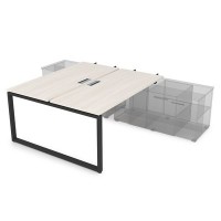 Gloss СПБН-О.974 (Ivory/черный) Стол системы БЕНЧ, на 2 рабочих места, для крепления на тумбу, начальный