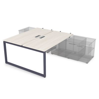 Gloss СПБН-О.979 (Ivory/графит) Стол системы БЕНЧ, на 2 рабочих места, для крепления на тумбу, начальный