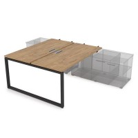 Gloss СПБН-О.974 (Teakwood/черный) Стол системы БЕНЧ, на 2 рабочих места, для крепления на тумбу, начальный