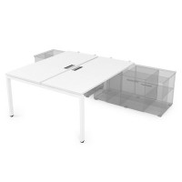 Gloss СПБН-П.974 (Белый премиум/белый) Стол системы БЕНЧ, на 2 рабочих места, для крепления на тумбу, начальный