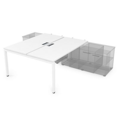 Gloss СПБН-П.979 (Белый премиум/белый) Стол системы БЕНЧ, на 2 рабочих места, для крепления на тумбу, начальный