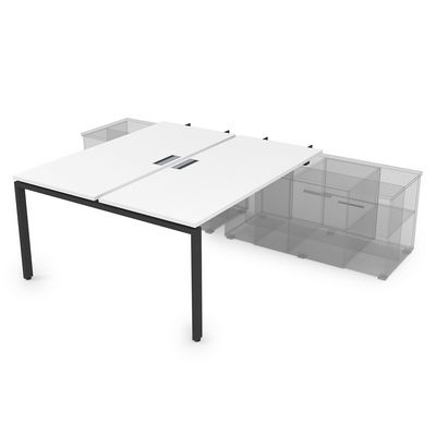 Gloss СПБН-П.984 (Белый премиум/черный) Стол системы БЕНЧ, на 2 рабочих места, для крепления на тумбу, начальный