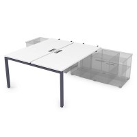Gloss СПБН-П.974 (Белый премиум/графит) Стол системы БЕНЧ, на 2 рабочих места, для крепления на тумбу, начальный