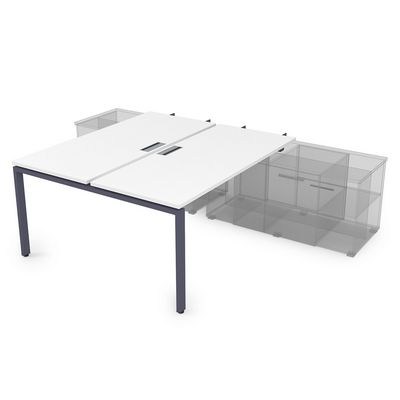 Gloss СПБН-П.979 (Белый премиум/графит) Стол системы БЕНЧ, на 2 рабочих места, для крепления на тумбу, начальный