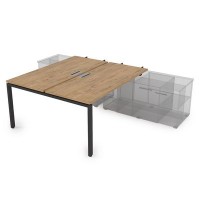 Gloss СПБН-П.974 (Teakwood/черный) Стол системы БЕНЧ, на 2 рабочих места, для крепления на тумбу, начальный