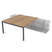 Gloss СПБН-П.974 (Teakwood/графит) Стол системы БЕНЧ, на 2 рабочих места, для крепления на тумбу, начальный