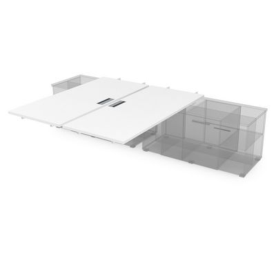 Gloss СПБС.974 (Белый премиум/белый) Стол системы БЕНЧ на 2 рабочих места для крепления на тумбу, средний
