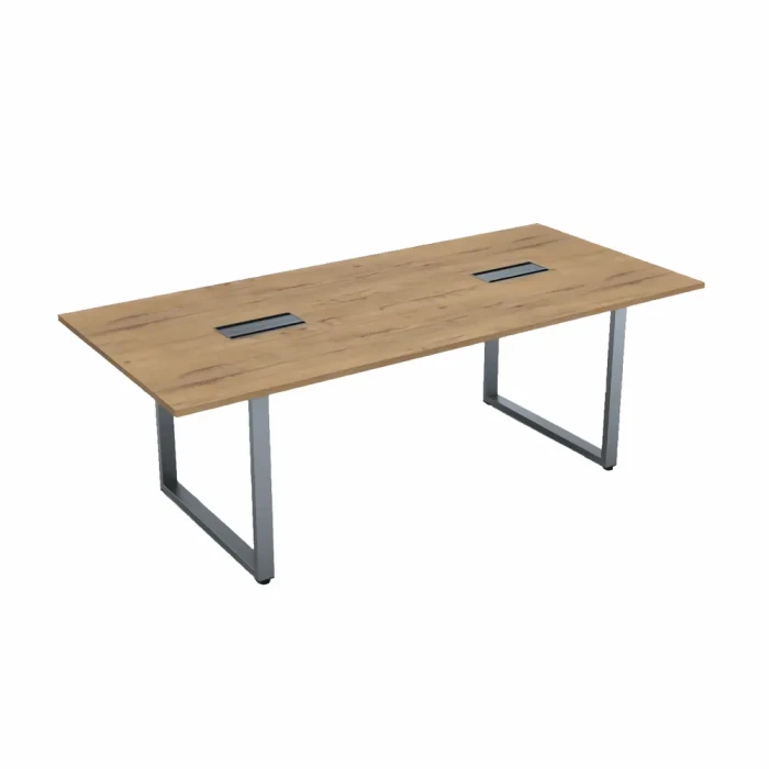 Конференц-стол СПГ-О.939 в отделке Teakwood/Алюминий матовый, 2200х1000х750 мм