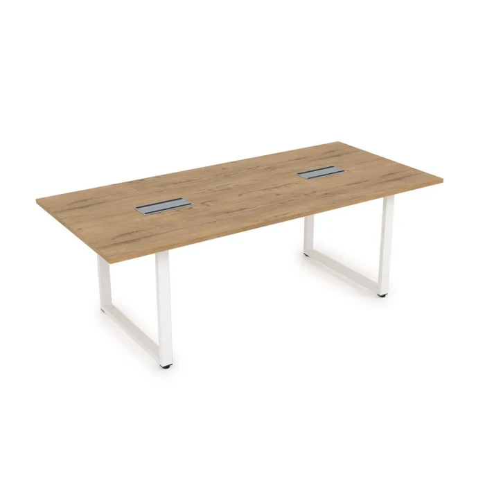 Стол переговоров СПГ-О.939 в отделке Teakwood/Белый, 2200х1000х750 мм