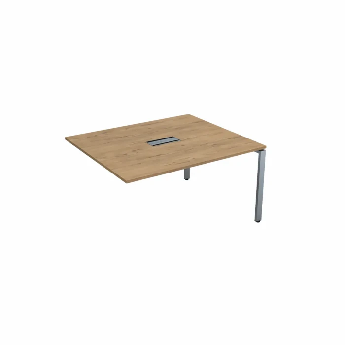 Конференц-стол СПГК-П.927 в отделке Teakwood/Алюминий матовый, 1400х1200х750 мм