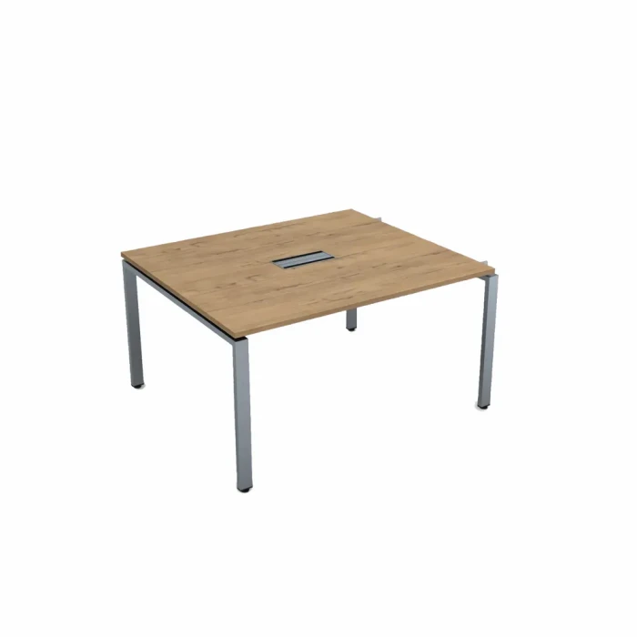 Стол для встреч СПГН-П.927 в отделке Teakwood/Алюминий матовый, 1400х1200х750 мм