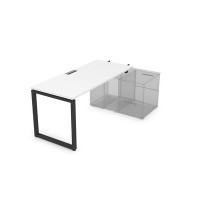 Gloss СПН-О.974 (Белый премиум/черный) Стол системы БЕНЧ прямолинейный, для крепления на тумбу, начальный