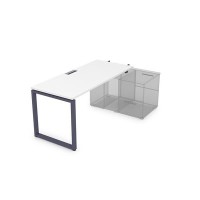 Gloss СПН-О.974 (Белый премиум/графит) Стол системы БЕНЧ прямолинейный, для крепления на тумбу, начальный