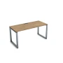 Стол рабочий СРП-О.004.2 в отделке Teakwood/Алюминий матовый, 1600х900х750 мм