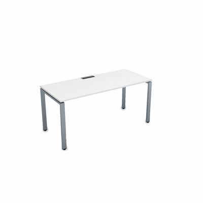 Gloss СРП-П.004.2 (Белый премиум/алюминий матовый) Стол рабочий, прямолинейный