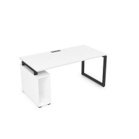 Gloss ССБ-О.984 (Белый премиум/черный) Стол с тумбой под системный блок