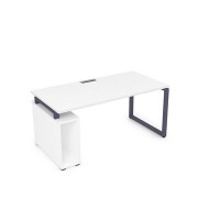 Gloss ССБ-О.984 (Белый премиум/графит) Стол с тумбой под системный блок