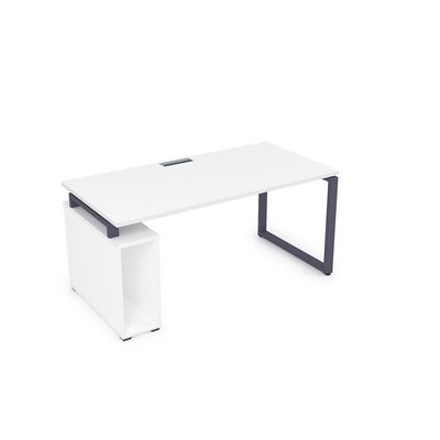 Gloss ССБ-О.984 (Белый премиум/графит) Стол с тумбой под системный блок