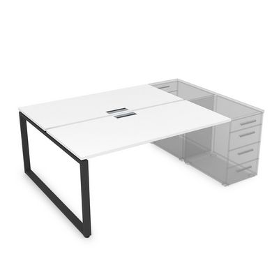 Gloss СТБ-О.974 (Белый премиум/черный) Стол системы БЕНЧ на 2 рабочих места, приставной