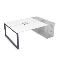 Gloss СТБ-О.974 (Белый премиум/графит) Стол системы БЕНЧ на 2 рабочих места, приставной