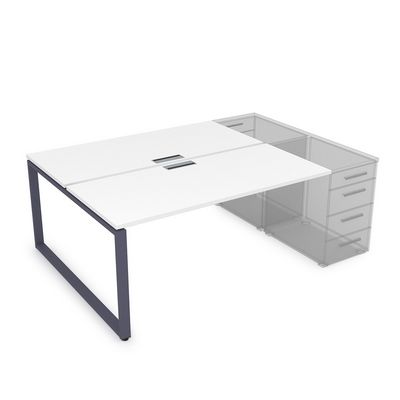 Gloss СТБ-О.974 (Белый премиум/графит) Стол системы БЕНЧ на 2 рабочих места, приставной