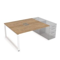 Gloss СТБ-О.974 (Teakwood/белый) Стол системы БЕНЧ на 2 рабочих места, приставной