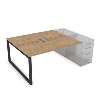 Gloss СТБ-О.974 (Teakwood/черный) Стол системы БЕНЧ на 2 рабочих места, приставной