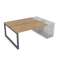 Gloss СТБ-О.974 (Teakwood/графит) Стол системы БЕНЧ на 2 рабочих места, приставной