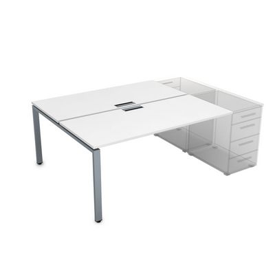 Gloss СТБ-П.978 (Белый премиум/алюминий матовый) Стол системы БЕНЧ на 2 рабочих места, приставной
