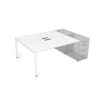 Gloss СТБ-П.974 (Белый премиум/белый) Стол системы БЕНЧ на 2 рабочих места, приставной