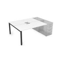 Gloss СТБ-П.974 (Белый премиум/черный) Стол системы БЕНЧ на 2 рабочих места, приставной