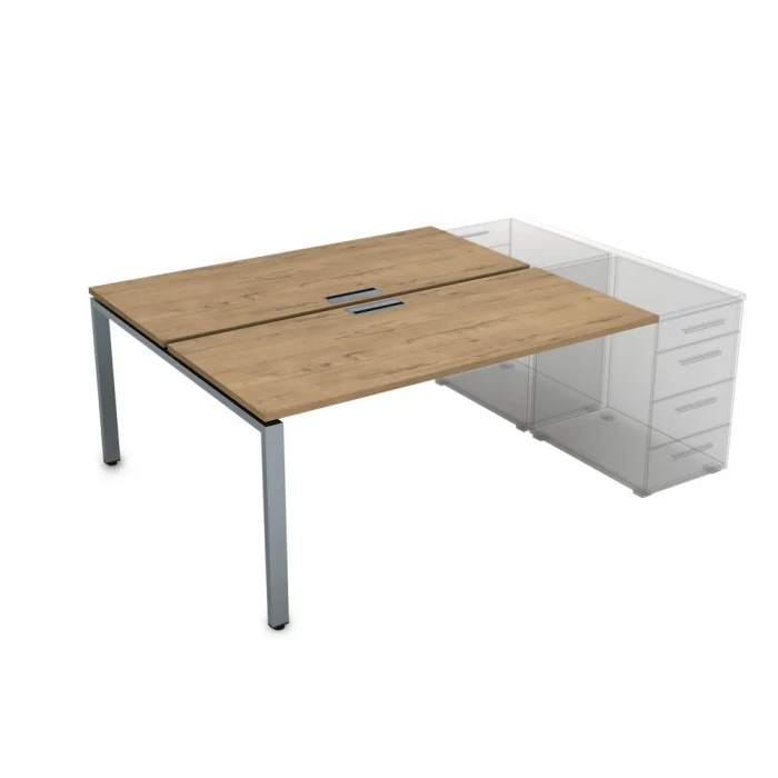 Стол системы Бенч СТБ-П.989 в отделке Teakwood/Алюминий матовый, 1400х1635х750 мм