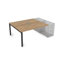 Gloss СТБ-П.978 (Teakwood/черный) Стол системы БЕНЧ на 2 рабочих места, приставной