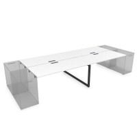 Gloss СТБД-О.974 (Белый премиум/черный) Стол системы БЕНЧ на 4 рабочих места, приставной