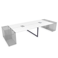 Gloss СТБД-О.974 (Белый премиум/графит) Стол системы БЕНЧ на 4 рабочих места, приставной