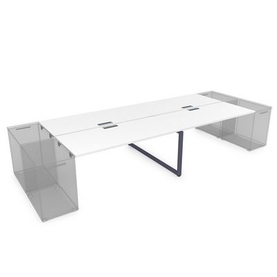 Gloss СТБД-О.974 (Белый премиум/графит) Стол системы БЕНЧ на 4 рабочих места, приставной