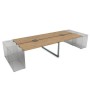 Gloss СТБД-О.974 (Teakwood/алюминий матовый) Стол системы БЕНЧ на 4 рабочих места, приставной