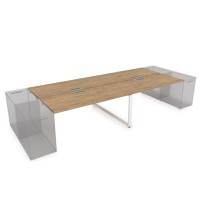 Gloss СТБД-О.974 (Teakwood/белый) Стол системы БЕНЧ на 4 рабочих места, приставной