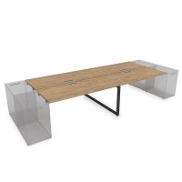 Gloss СТБД-О.974 (Teakwood/черный) Стол системы БЕНЧ на 4 рабочих места, приставной