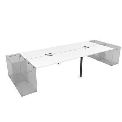 Gloss СТБД-П.989 (Белый премиум/черный) Стол системы БЕНЧ на 4 рабочих места, приставной