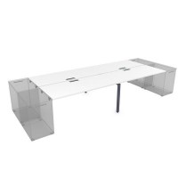 Gloss СТБД-П.989 (Белый премиум/графит) Стол системы БЕНЧ на 4 рабочих места, приставной