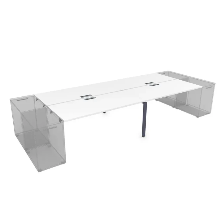Бенч-стол СТБД-П.979 в отделке Белый премиум/Графит, 2800х1435х750 мм