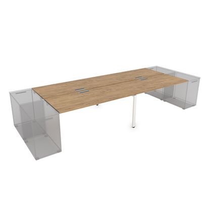 Gloss СТБД-П.988 (Teakwood/белый) Стол системы БЕНЧ на 4 рабочих места, приставной