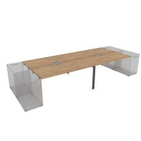 Gloss СТБД-П.989 (Teakwood/графит) Стол системы БЕНЧ на 4 рабочих места, приставной