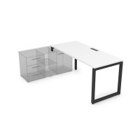 Gloss СТЛ-О.996 (Белый премиум/черный) Стол рабочий прямолинейный, три опоры - левый