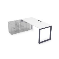 Gloss СТЛ-О.995 (Белый премиум/графит) Стол рабочий прямолинейный, три опоры - левый